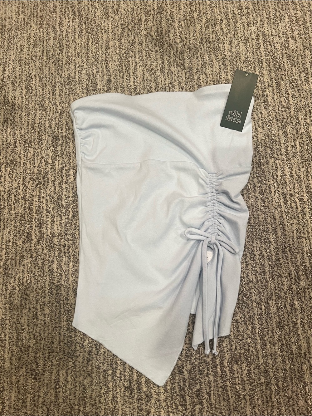 wild fable Light Blue One-Shoulder Ruched Crop Top